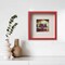 9 ¾x9 ¾" Red Frame with Acid-Free Mat & ALFTA Adhesive Hook – Deep Design for Hanging or Standing